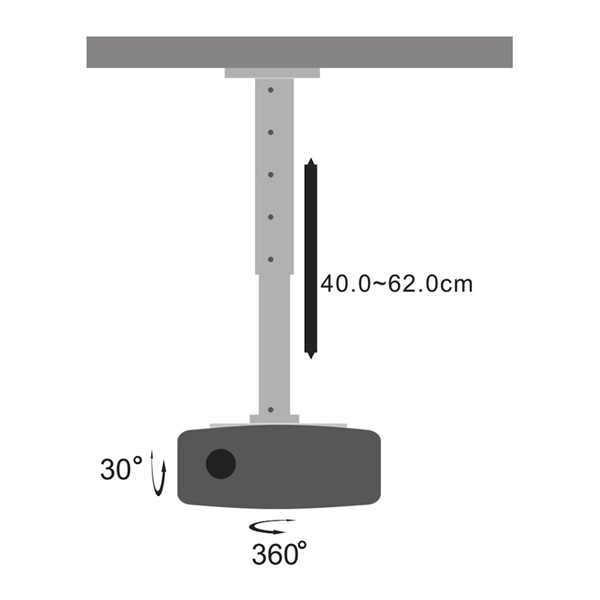 Stell SHO 1090S 40-62cm, 15°, 15kg ezüst mennyezeti kihúzható projektor tartó Stell SHO 1090S 40-62cm, 15°, 15kg ezüst mennyezeti kihúzható projektor tartó
