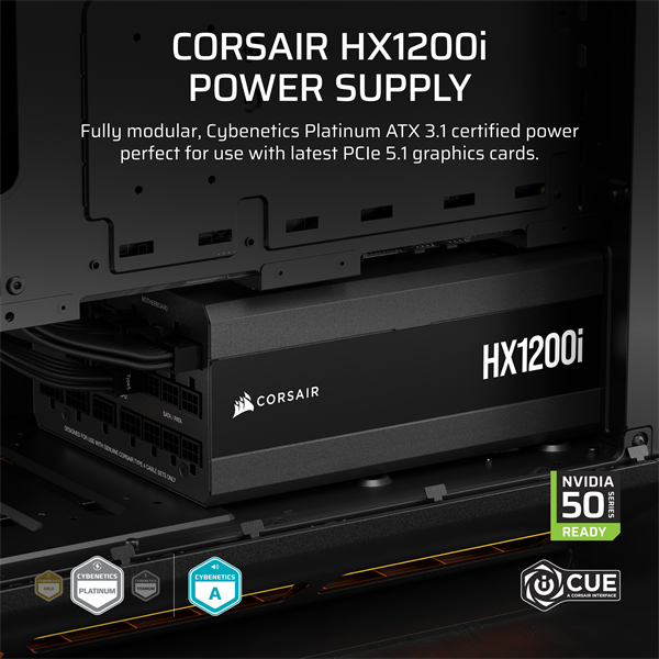 CORSAIR Moduláris HXi series 2025 HX1200i 1200W 14cm ATX 3.1 PCIe 5.1 BOX 80+ Platinum Tápegység 