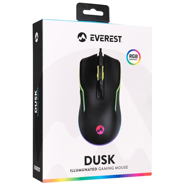 Everest   SM-G14 DUSK 7200 DPI  7gomb optikai RGB LED Gamer Egér Fekete 