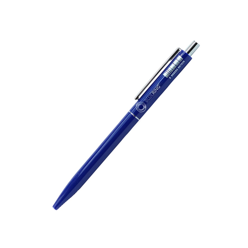 Bluering Golyóstoll 0,8mm, nyomógombos műanyag kék test,  Z3, írásszín kék