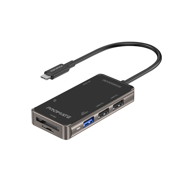 Promate PRIMEHUB LITE USB-C 7in1 HUB Fekete Promate PRIMEHUB LITE USB-C 7in1 HUB Fekete