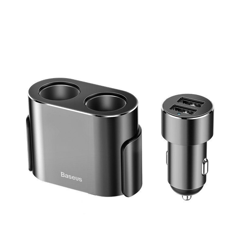 Baseus szivargyújtó elosztó + 2xUSB autós töltő fekete Baseus szivargyújtó elosztó + 2xUSB autós töltő fekete