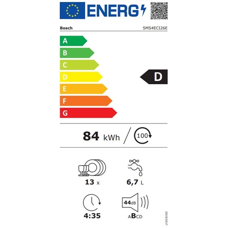 Bosch SMS4ECI26E inox, szabadonálló, programok száma:6, 14 terítékes mosogatógép