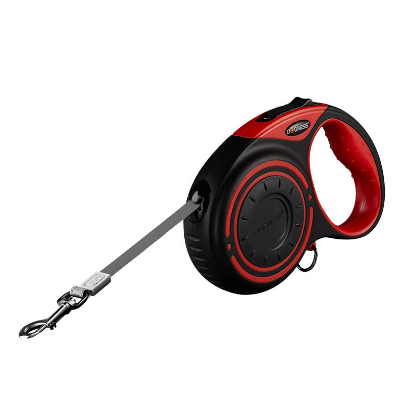 Dogness JS04 automata 5 m-es póráz zseblámpával piros-fekete 