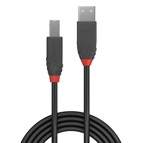 LINDY 0,5m USB 2.0 Type A to B kábel, Anthra Line LINDY 0,5m USB 2.0 Type A to B kábel, Anthra Line