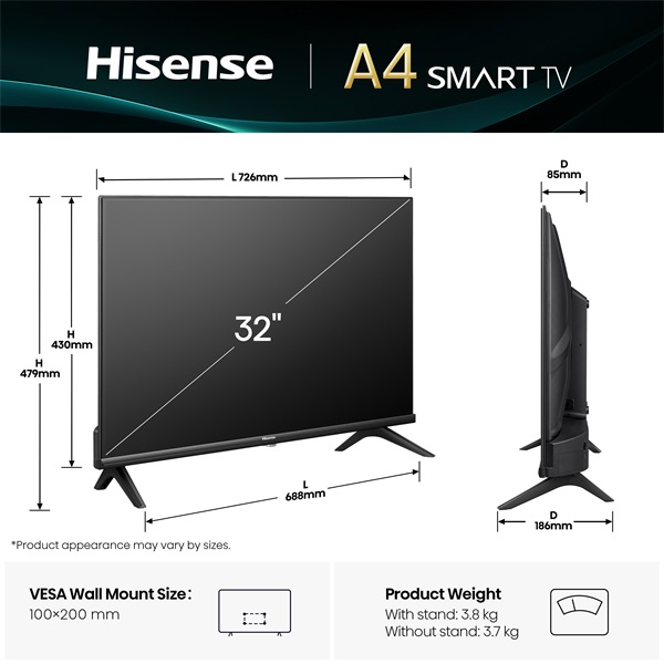 Hisense 32" 32A4Q HD Ready Smart LED TV
