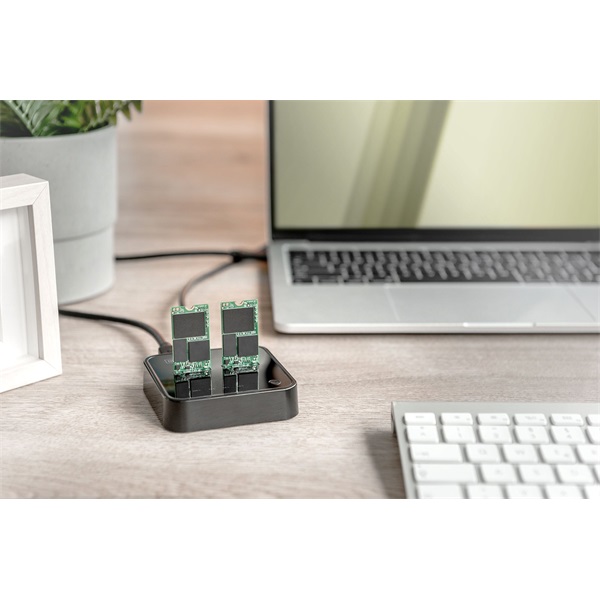 Digitus Dual M.2 NVMe SSD Docking Station with Offline Clone Function USB-C Fekete