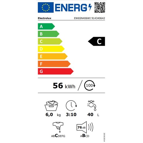 Electrolux EW6SN406WI MOSÓGÉP ELÖLTÖLTŐS KESKENY