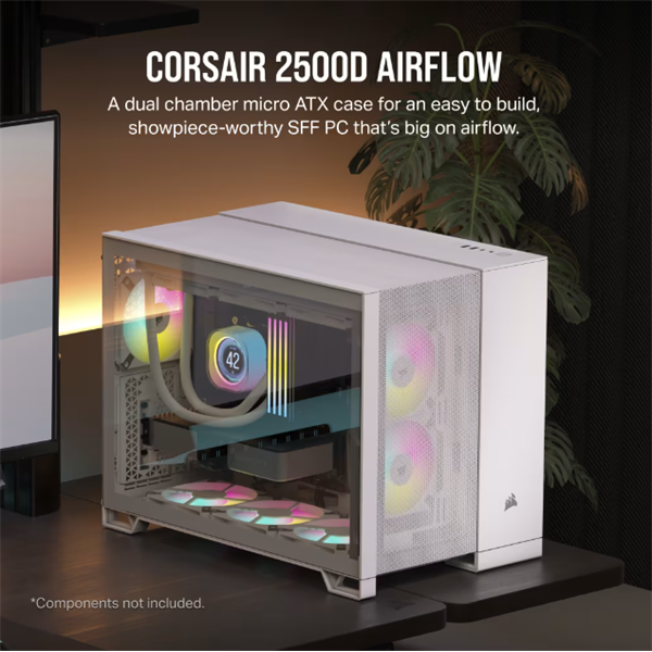 CORSAIR 2500D Airflow Tempered Glass Mid-Tower számítógépház Fehér