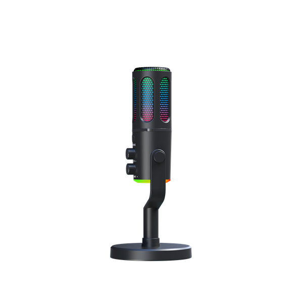 The G-Lab Mikrofon - K-MIC-NEON (3.5mm Jack csatlakozó, RGB, DUAL-CHANNEL CARDIOID, ENC, fekete)