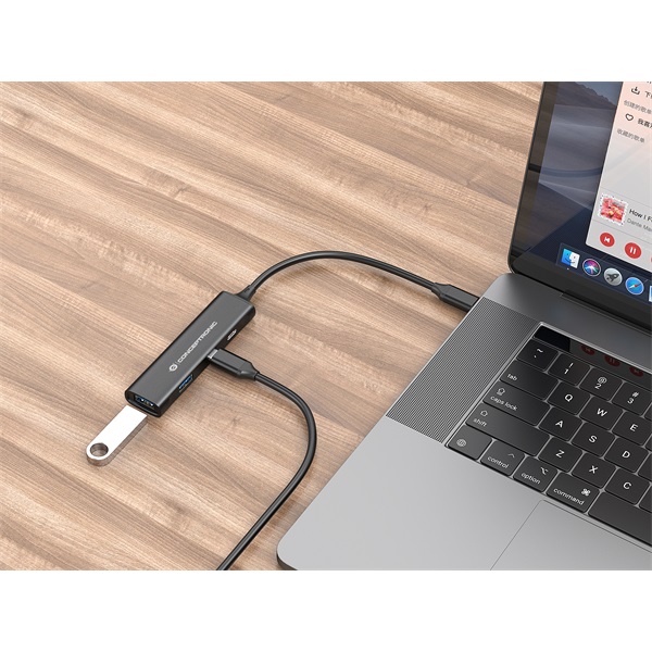 Conceptronic   HUBBIES12B 4 Port  USB-C to 2x USB-C+2x USB-A USB Hub Fekete 