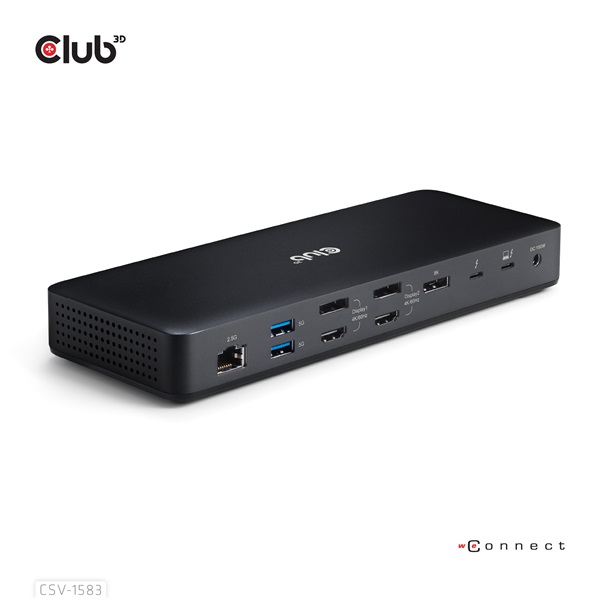 Club 3D CSV-1583 140W  2xThunderbolt 4 3xDP  2xHDMI, USB-C, 3xUSB-A, SD, TF, RJ45, 3,5 Jack, DC Notebook Dokkoló