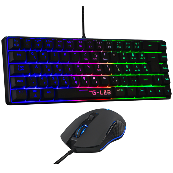The G-Lab Gaming kit - 2 in 1 COMBO HYDROGEN B/HU  TKL billentyűzet  egér  6200 DPI RGB USB-A Fekete HU