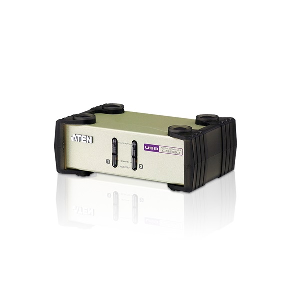2 portos USB-s KVM switch, (billentyűzet, video, egér) elosztó, PS/2 és VGA kimenettel Aten CS82U-AT