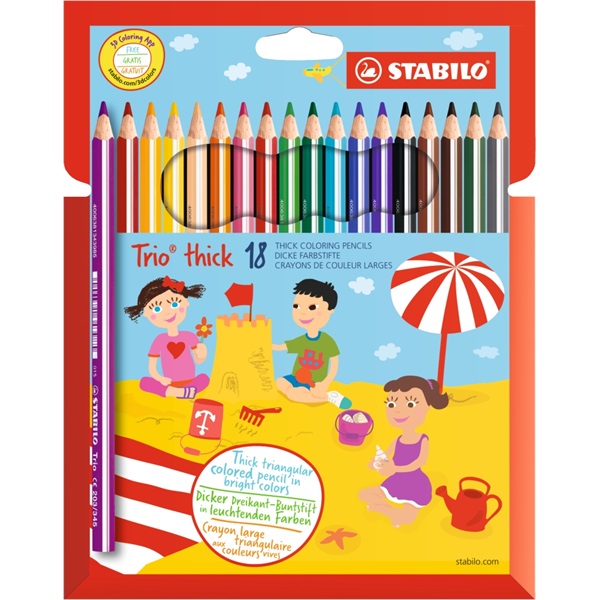 Stabilo Trio vastag 18db-os vegyes színű színes ceruza Stabilo Trio vastag 18db-os vegyes színű színes ceruza