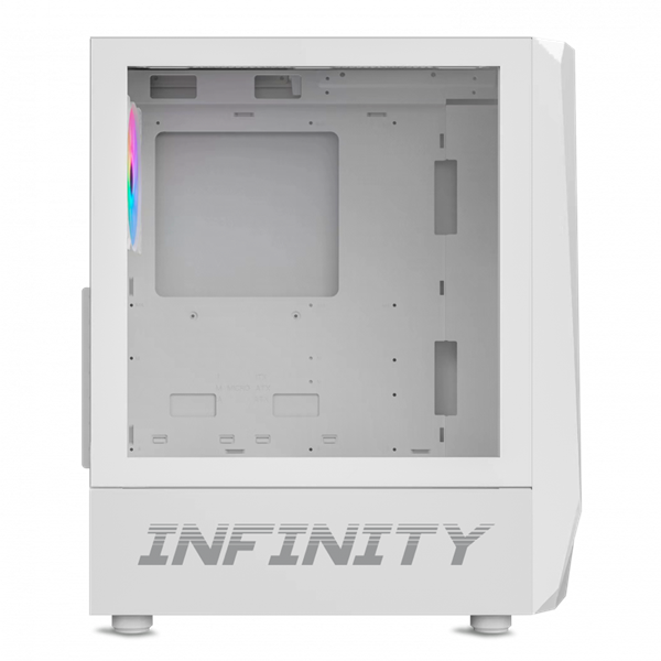 Spirit of Gamer Számítógépház - INFINITY White (fekete, ablakos, 8x12cm ventilátor, alsó táp,  ATX, 1xUSB3.0, 2xUSB2.0)