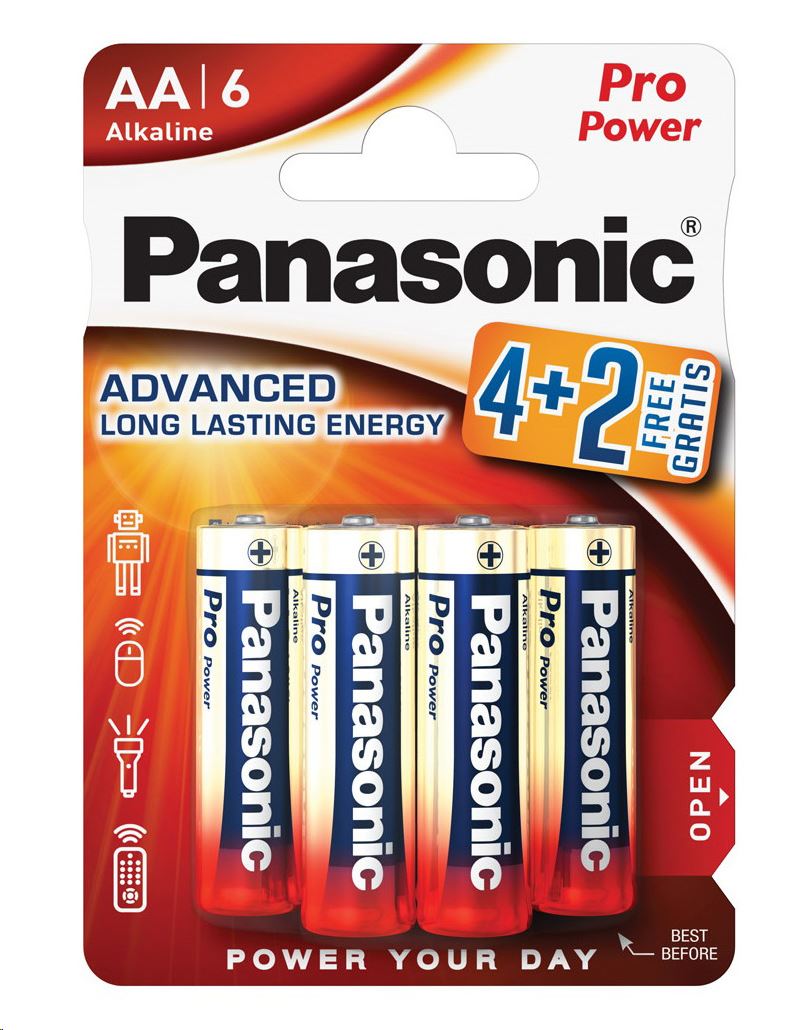 Panasonic 1.5V Alkáli AA ceruza elem Pro power (4+2db / csomag) (LR6PPG-6BP4-2) Panasonic 1.5V Alkáli AA ceruza elem Pro power (4+2db / csomag) (LR6PPG-6BP4-2)