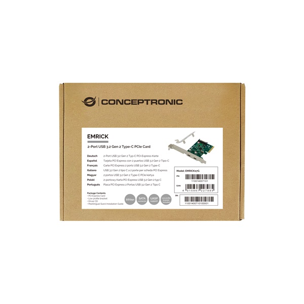 Conceptronic EMRICK06G PCIe x1 to 2x USB-A 3.0 Bővítőkártya  
