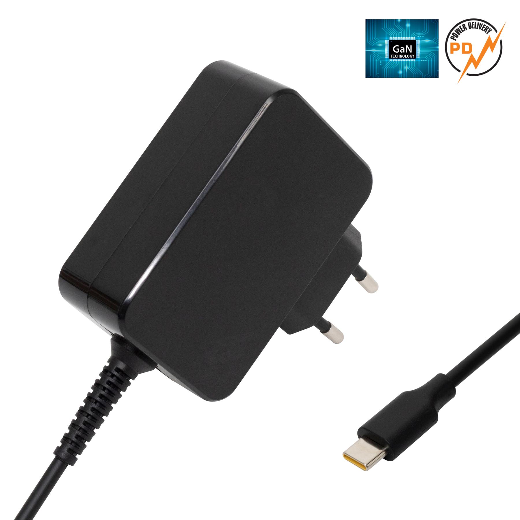 Home univerzális notebook USB-C gyorstöltő, maximális terhelhetőség 65 Watt,  GaN technológia, hagyományos és PD eszközökhöz (NBC 65W)