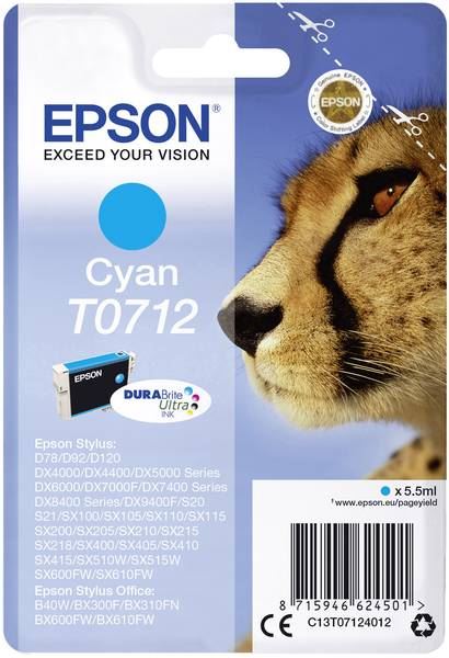 Epson T0712 DURABrite Ultra tintapatron cián (C13T07124012) Epson T0712 DURABrite Ultra tintapatron cián (C13T07124012)