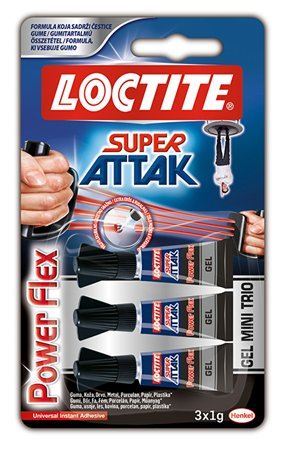 Henkel "Loctite Super Attak Mini Trio PowerFlex Gel" pillanatragasztó gél 3x1 g  (IHSAMT3 / 1995645)