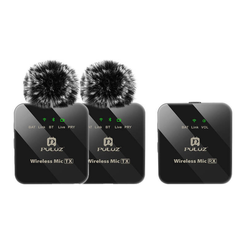 PULUZ 2 TX + 1 RX Wireless Lavalier mikrofon