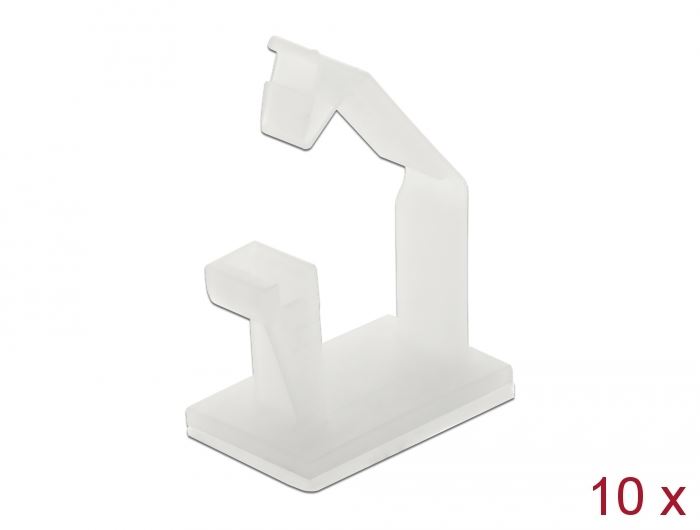 Delock Természetes színű öntapadós kábeltartó zárócsattal, 10db (60250)