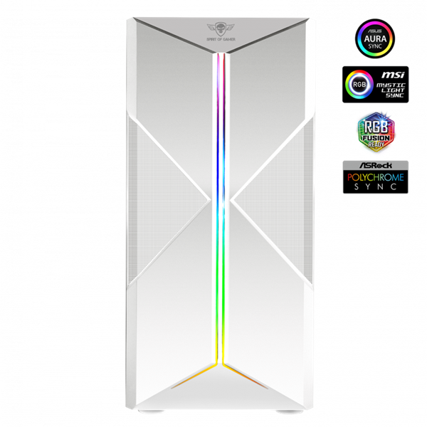 Spirit of Gamer Számítógépház - CLONE 3 White (fekete, ablakos, 8x12cm ventilátor, alsó táp,  ATX, 1xUSB3.0, 2xUSB2.0)