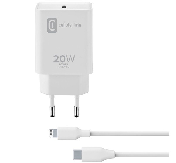 CELLULARLINE hálózati töltő Type-C aljzat (5V / 3000 mA, 20W, PD gyorstöltés tám. + Type-C - lightning 8pin kábel) FEHÉR (ACHIPDKITC2LMFI20W) CELLULARLINE hálózati töltő Type-C aljzat (5V / 3000 mA, 20W, PD gyorstöltés tám. + Type-C - lightning 8pin kábel) FEHÉR (ACHIPDKITC2LMFI20W)