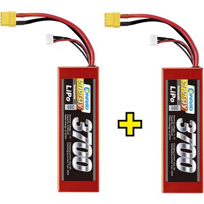 Conrad energy Akkucsomag, LiPo 11.1 V 3700 mAh Cellaszám: 3 40 C Keménydoboz XT90