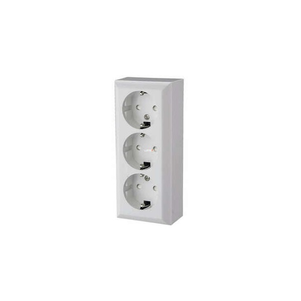 Commel 240-303 fehér adapter 2Euro + 1 földelt dugalj kapcsolóval