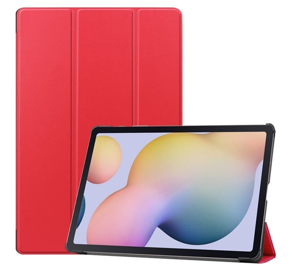 Tok álló, bőr hatású (aktív FLIP, oldalra nyíló, TRIFOLD asztali tartó funkció) PIROS [Samsung Galaxy Tab S7 Plus WIFI 5G (SM-T976)]