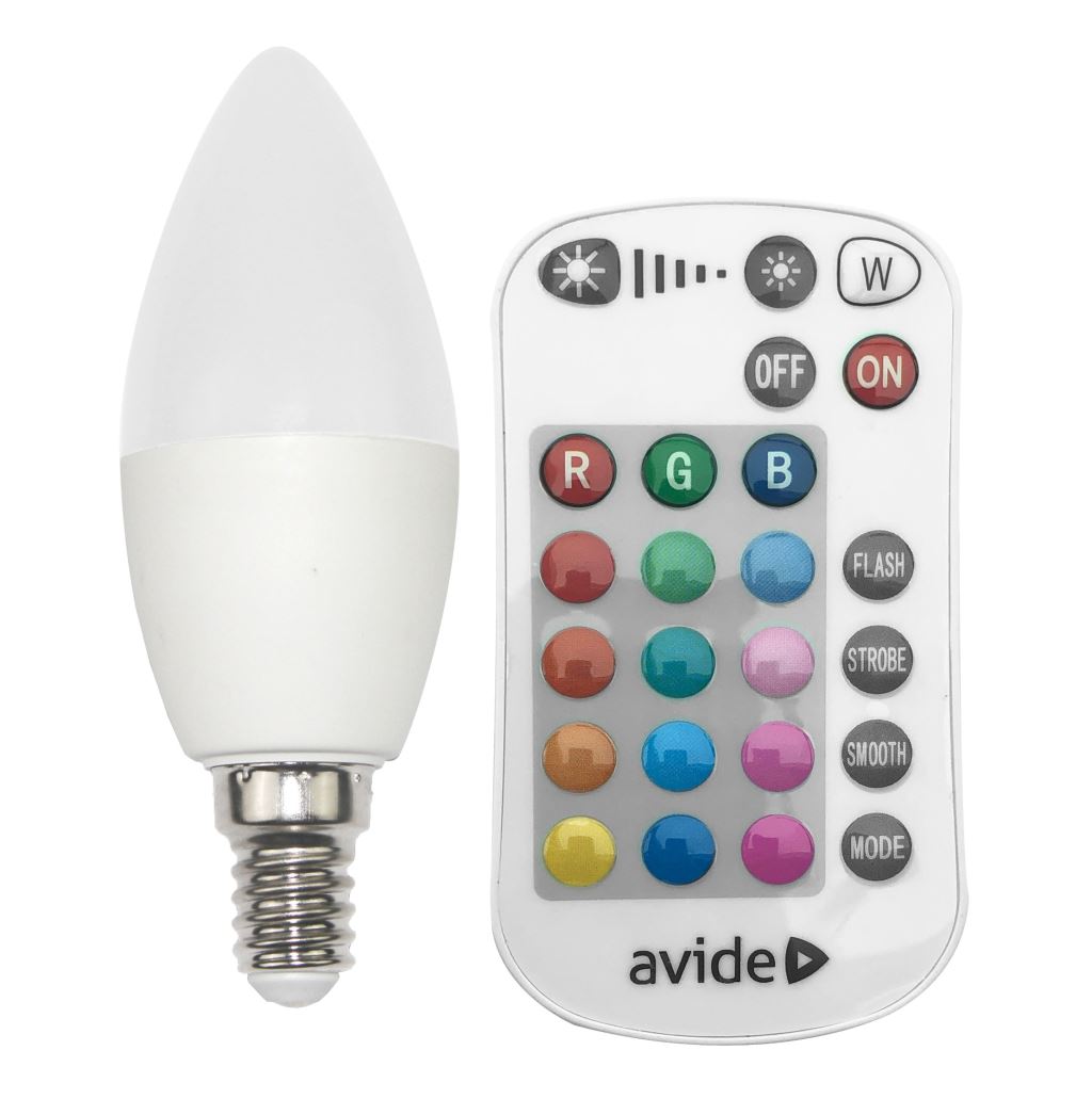 Avide Smart LED Candle fényforrás 5.5W RGB+W IR távirányítóval (ASC14RGBW-5.5W-RC)