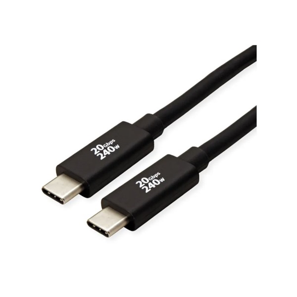 Roline Kábel USB4 Gen 3x2 C - C, M/M, 20Gbit/s, PD (Power Delivery) 48V5A - 240W, Emark-al, 4K Video Support, 3m, fekete (11.02.9088-10)
