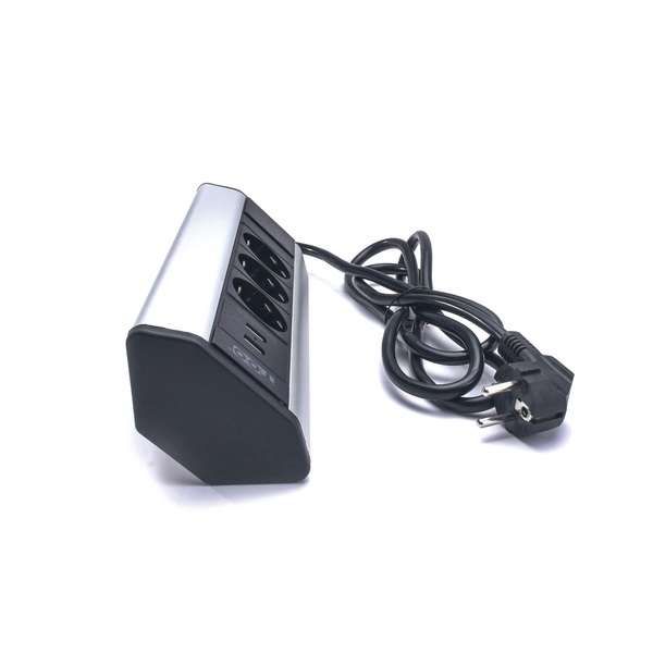 TOO VPS-315-3S IP20, 3x 2P+F, 2x USB-A, ezüst asztalra rögzíthető elosztó TOO VPS-315-3S IP20, 3x 2P+F, 2x USB-A, ezüst asztalra rögzíthető elosztó