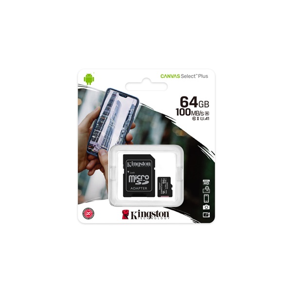 64GB microSDXC Kingston Canvas Select Plus CL10 memóriakártya + adapter (SDCS2/64GB)