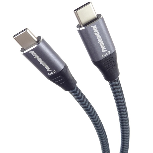 PremiumCord Kábel USB 3.2 Gen 2x2, C - C, 100W, 5A, 20Gbit/s, Video Support, M/M,   1m, szürke (KU31CR1)