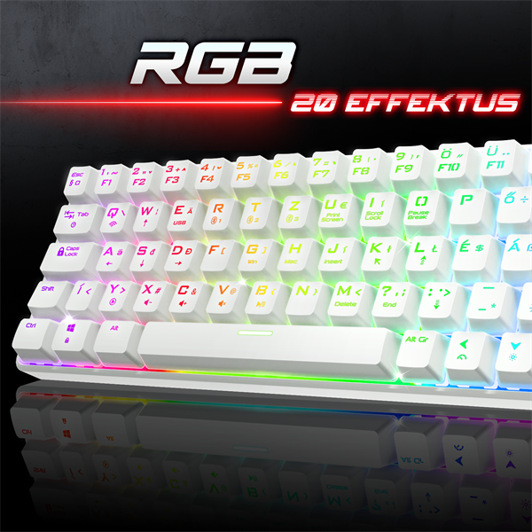 Spirit of Gamer  XPERT K200 White   TKL  SOG red RGB LED USB Billentyűzet Mechanikus Fehér HU