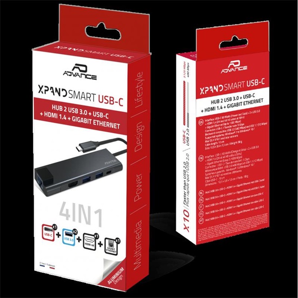 Advance USB Hub   XPAND SMART USB-C 5IN1 Fekete 
