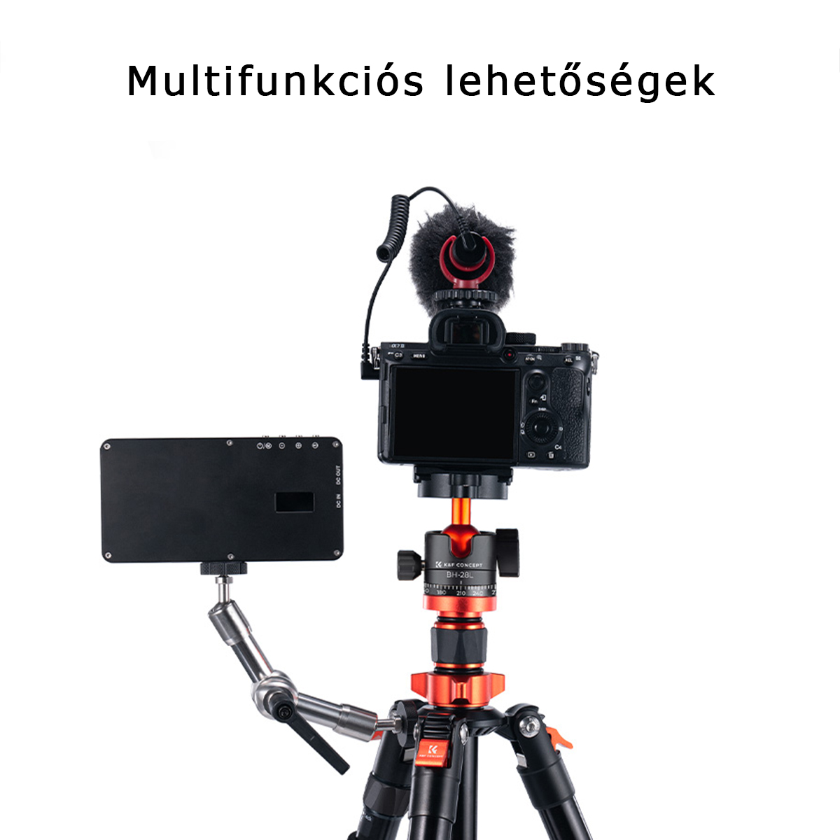 K&F Concept K255A4+BH-28L állvány + monopod, fekete-narancssárga V2 K&F Concept K255A4+BH-28L állvány + monopod, fekete-narancssárga V2