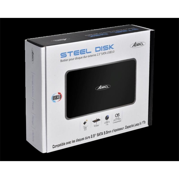 Advance STEELDISK 2.5" Külső HDD/SSD Ház Fekete 