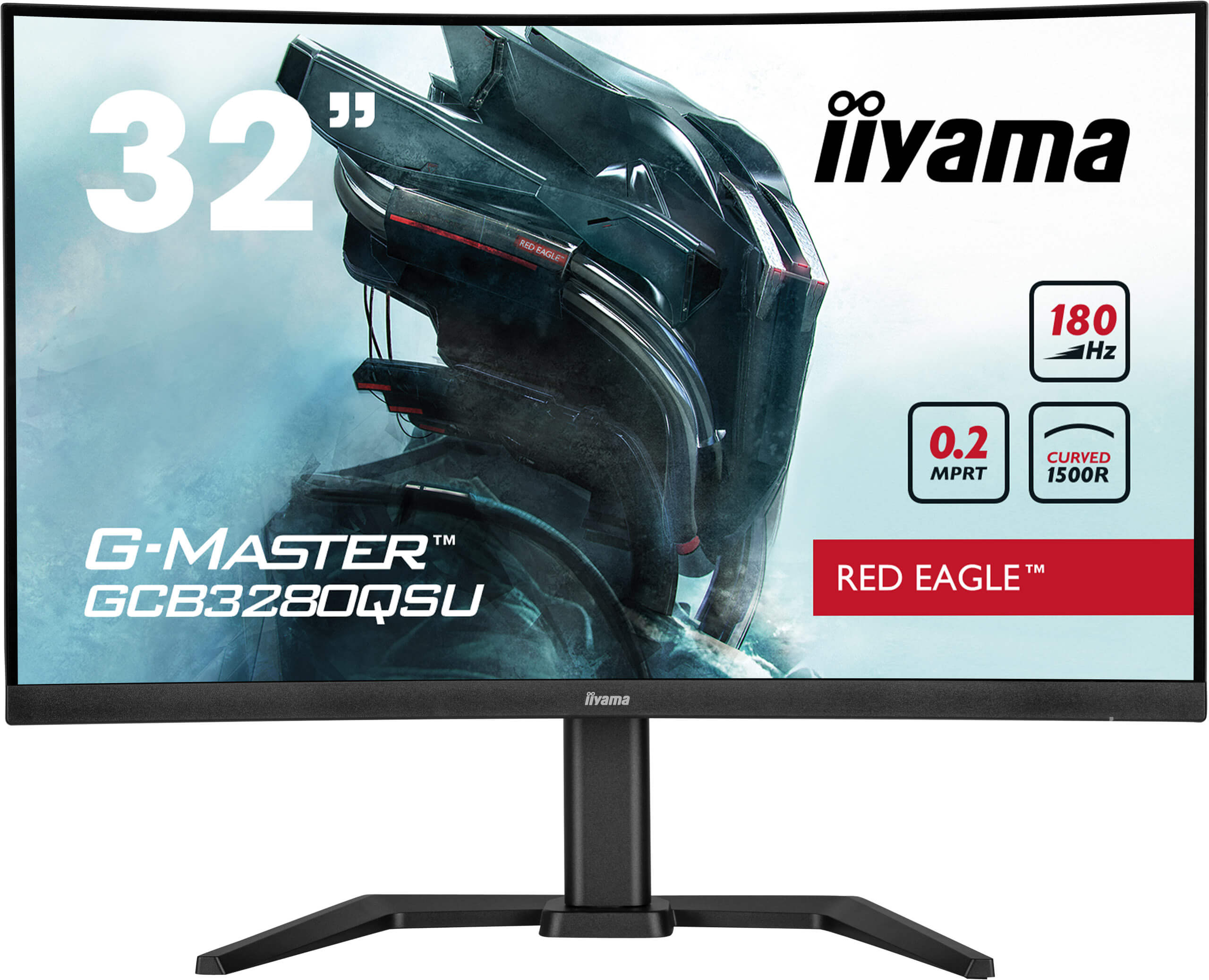 iiyama 31,5" G-Master GCB3280QSU-B2 LED Monitor - 2560x1440, QHD, VA, 180Hz, 0,2ms, Ívelt, Hangszóró, Gamer, Fekete