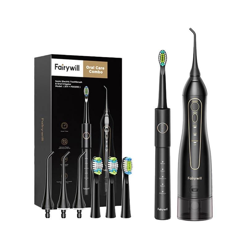 Fairywill FW-E11 elektromos fogkefe + FW-5020E szájzuhany fekete (6973734202290) Fairywill FW-E11 elektromos fogkefe + FW-5020E szájzuhany fekete (6973734202290)