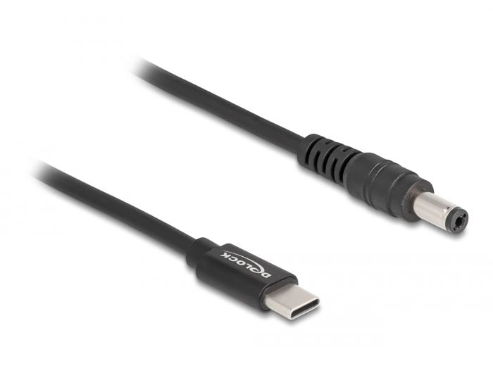 Delock 5.5x2.1mm -> USB-C notebook töltő kábel 1.5m fekete (87977)