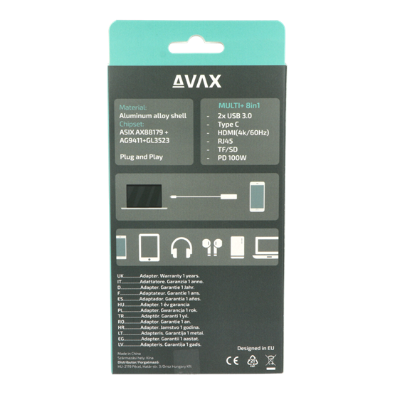  AVAX HB612 CONNECT+ 8in1 Multi HUB  