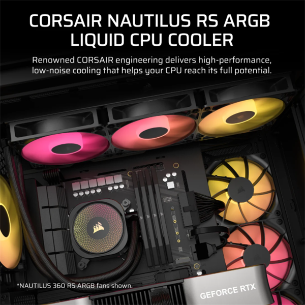 CORSAIR NAUTILUS 240 RS ARGB Liquid CPU Cooler (vízhűtés)  2 Ventilátoros  LGA1851 támogatással  CPU hűtő Fekete