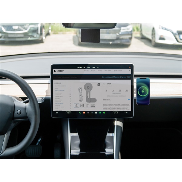 Sandberg Telefon tartó/töltő  ScreenMount Magnet Charger 15W