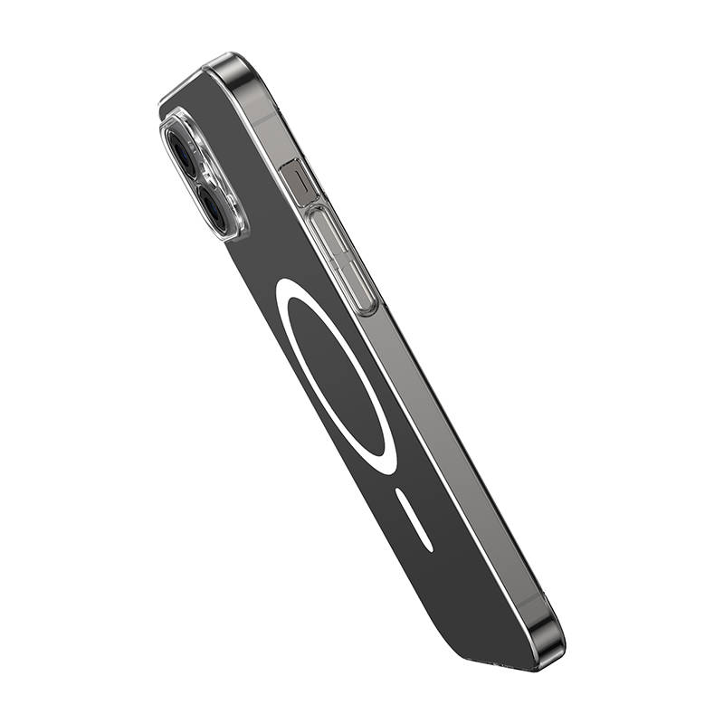 Baseus Crystal Mágneses telefontok iPhone 12 telefonhoz (Átlátszó), Edzett üveg képernyővédő fóliával és Tisztítókészlettel