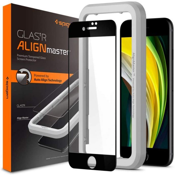 Spigen AlignMaster iPhone SE (2022/2020)/iPhone 8/iPhone 7 edzett üveg kijelzővédő fekete kerettel (AGL01294) Spigen AlignMaster iPhone SE (2022/2020)/iPhone 8/iPhone 7 edzett üveg kijelzővédő fekete kerettel (AGL01294)