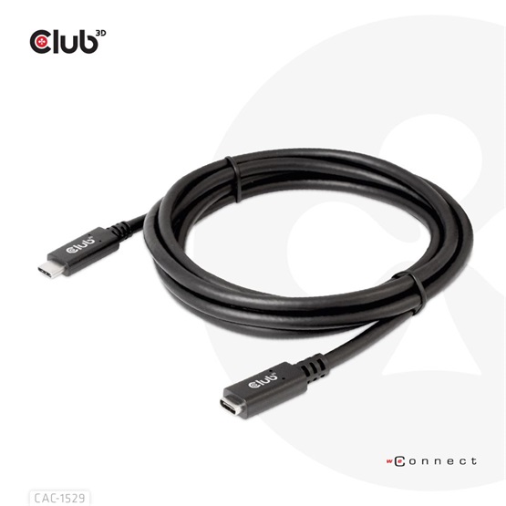 Club3D USB Gen1 Type-C Extension 5Gbps 60W(20V/3A) 4K60Hz M/F 2m kábel Club3D USB Gen1 Type-C Extension 5Gbps 60W(20V/3A) 4K60Hz M/F 2m kábel